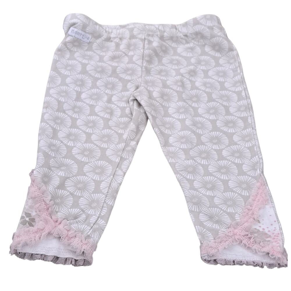 Naartjie Gray Floral With Pink Tulle Capris  Girls Size XS 3 Years